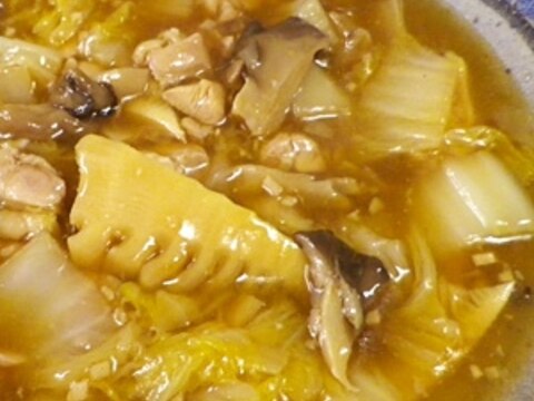 鶏モモ白菜平茸竹の子の中華煮